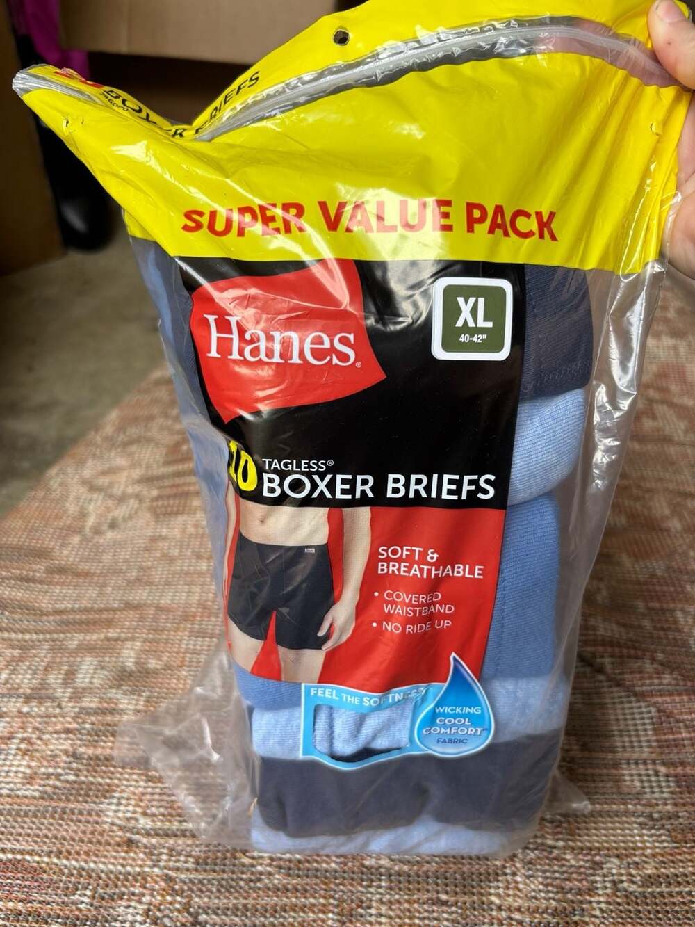 Hanes Men's Tagless Boxer Briefs Super Value Pack XL 40-42